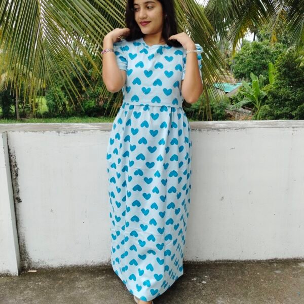 Blue Heart Printed Zipless Full length Maternity Loungewears
