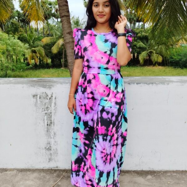 Pink Tie&Dye Printed Zipless Full length Maternity Loungewear