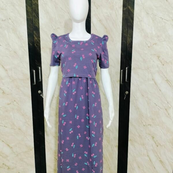 Purple Cherry Printed Full length Maternity Loungewear