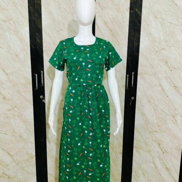 Dark green Leafy Printed Full length Maternity Loungewear