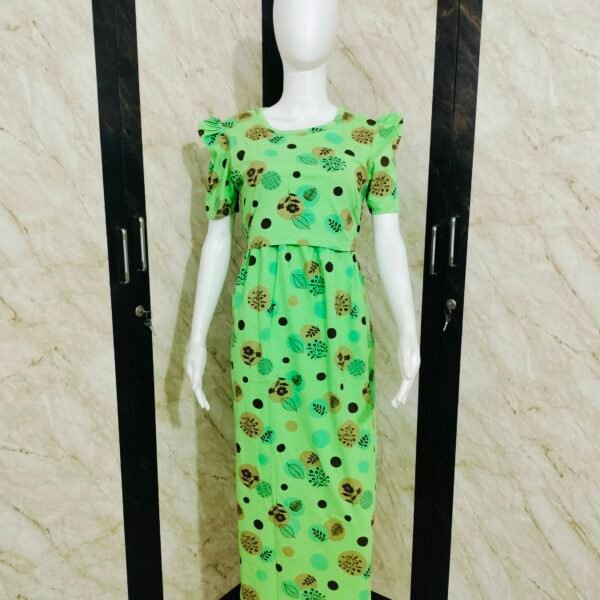 Green Leafy Printed Zipless Full length Maternity Loungewears
