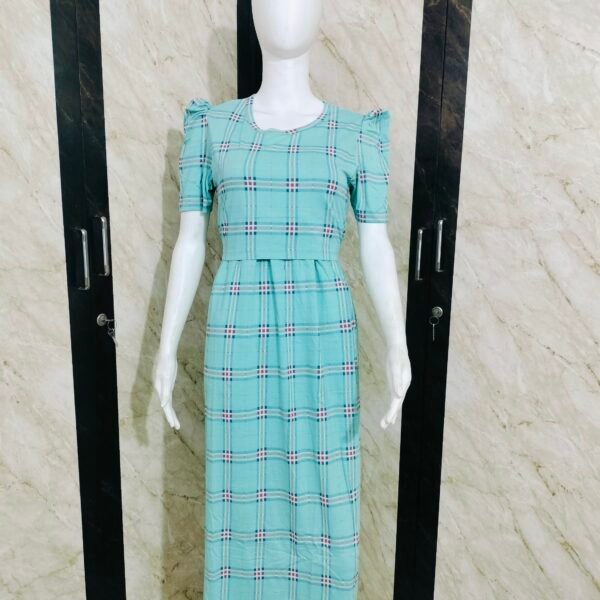 Seagreen Checked  Printed Zipless Full length Maternity Loungewears