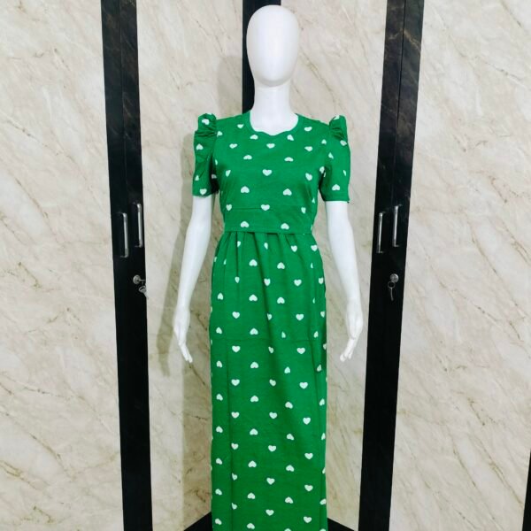 Green Heart Printed Zipless Full length Maternity Loungewears