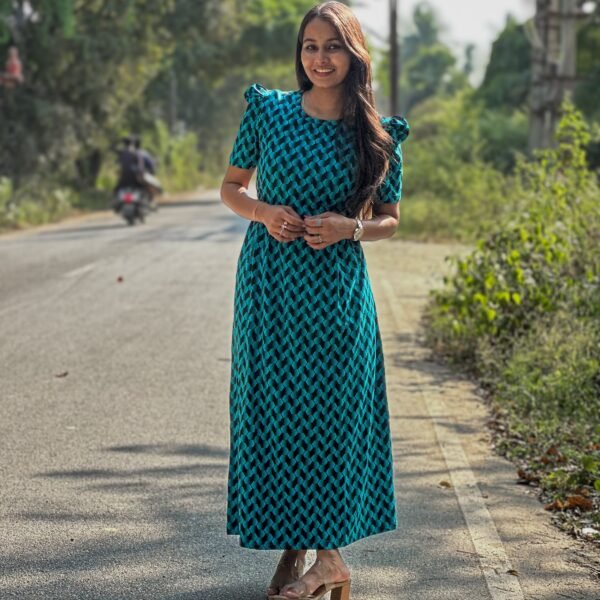 Premium Quality -Blue  Stripes Printed Full length Maternity Loungewear