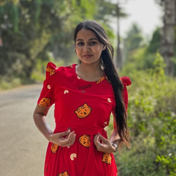 Premium Quality Red Pooh Printed Full length Maternity Loungewear