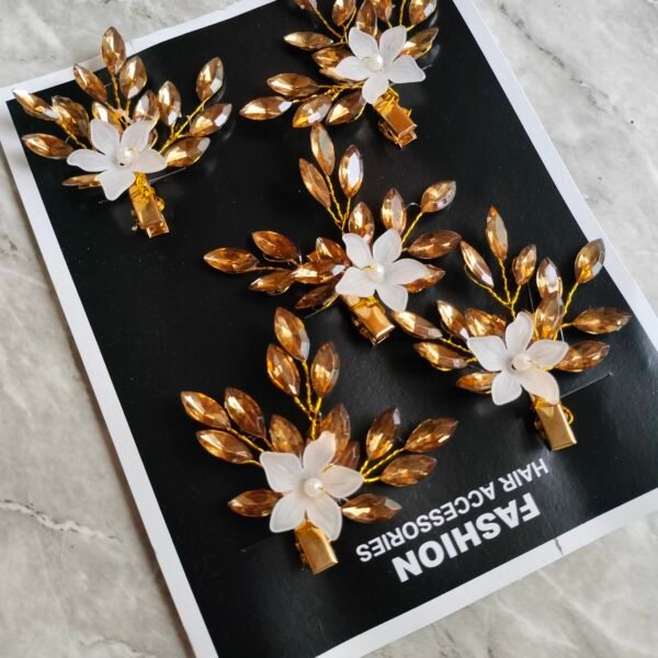 Crystal Gold Floral Clip