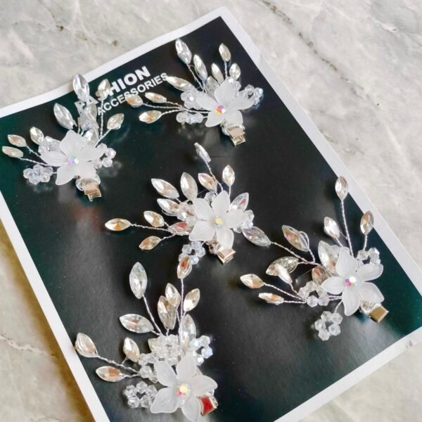 Crystal White  Floral Clip