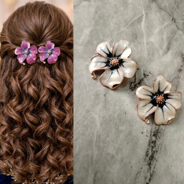 Metallic Hair Clip- White