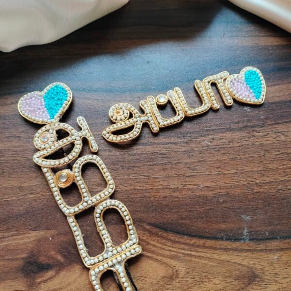 Appa & Amma  with Pink Blue Heart Brooch