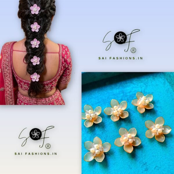 Trending Floral Hair Pins - Gold( Set Of 6)