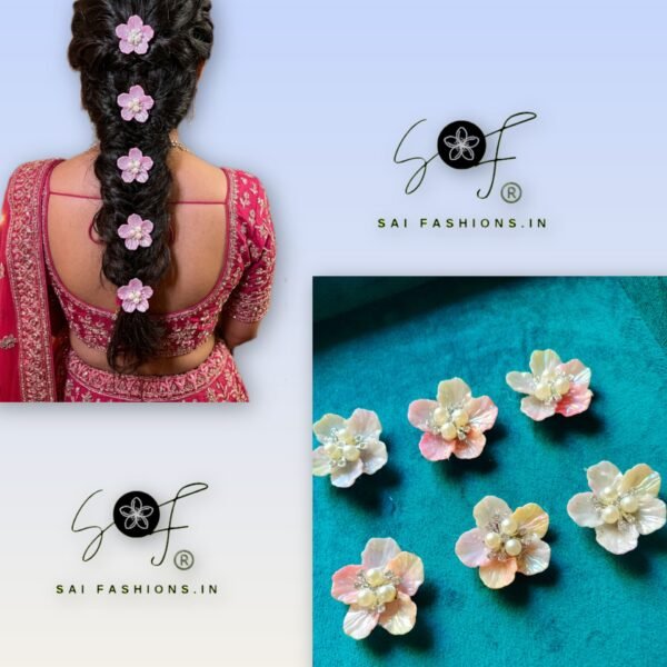 Trending Floral Hair Pins - Peach ( Set Of 6)