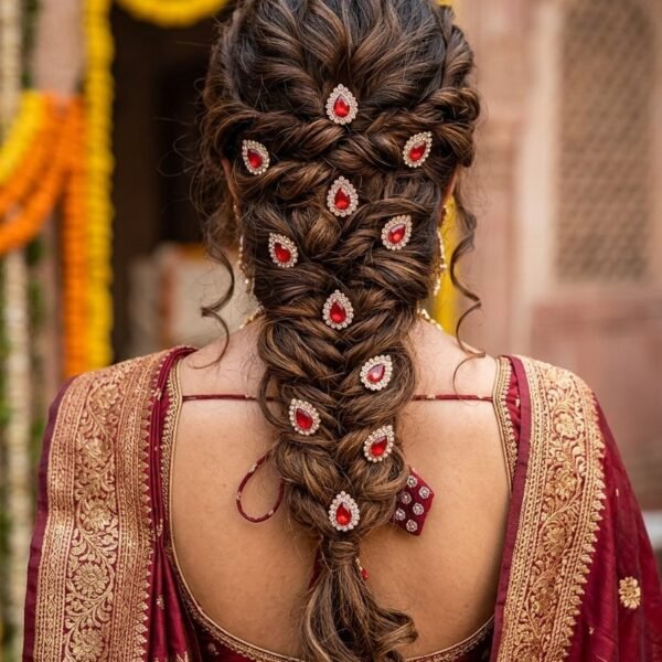 Trending Red Stone Hair Pins ( Set Of 6) -