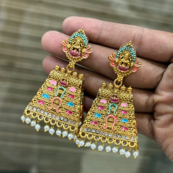 Trending Gopuram Jhumkas (Matte Finish)