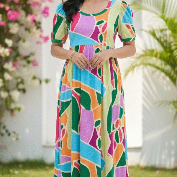 Multicolored Rainbow Print Zipless Full length Maternity Loungewear