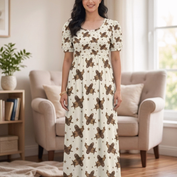 Sandal Aeroplane Print Zipless Full length Maternity Loungewears
