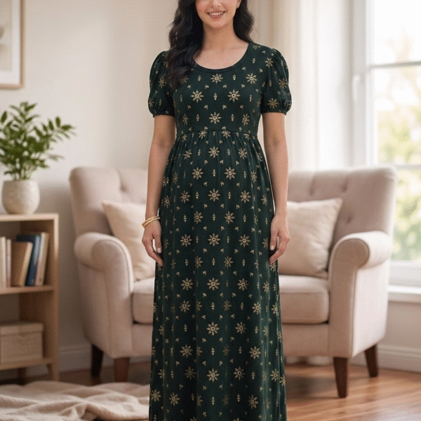 Black Print Zipless Full length Maternity Loungewears