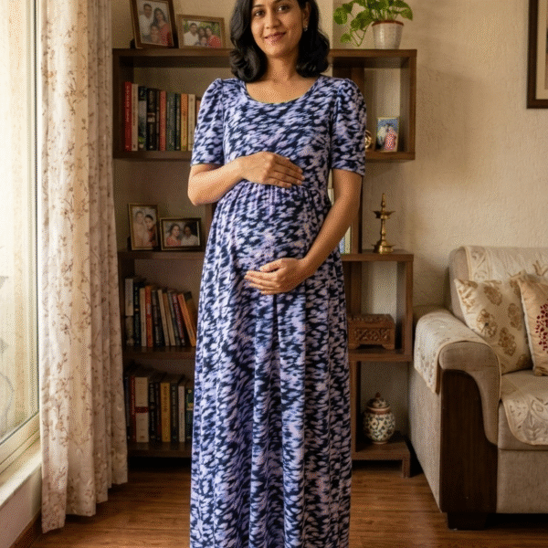 PurpleTie Dye Print Zipless Full length Maternity Loungewears