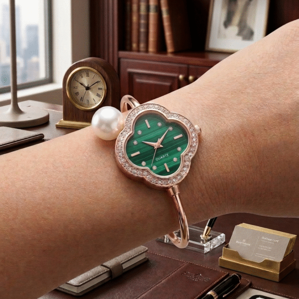 Clover Bangle Watch- Green