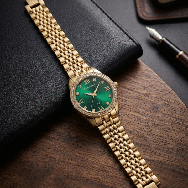 Emerald Luxe Gold Stainless Steel Watch -Green