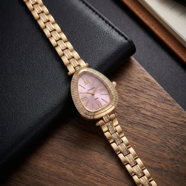 The Serpent Emerald Watch- Pink