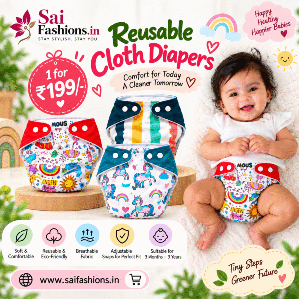 Reusable Cloth Diaper – Adjustable & Baby-Friendly