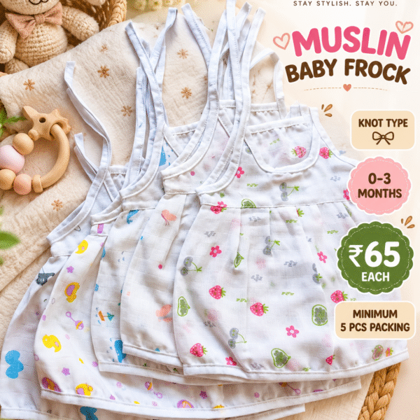 ​Muslin Baby Frock – Knot Type
